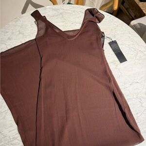 Lioness see-thru chocolate maxi dress; new with tags